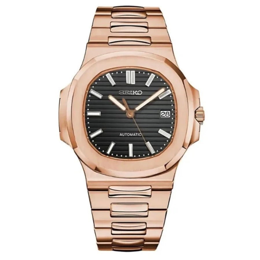NAUTIKO | Black Dial Rose Gold - WATCHBRICK