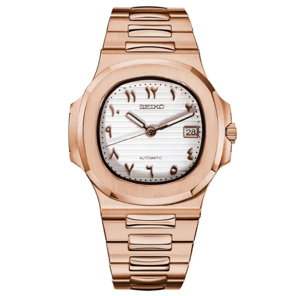 NAUTIKO | NH35 Rose Gold Arabic Dial - WATCHBRICK