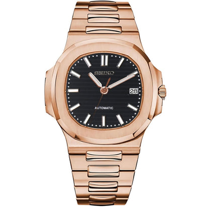 NAUTIKO | Rose Black Dial NH35 Auto - WATCHBRICK