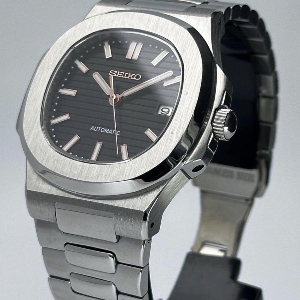 Nautilus Mod – NH35 Seiko Automatic (Black Dial Edition) - WATCHBRICK