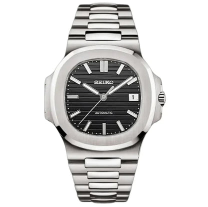 Nautilus Mod – NH35 Seiko Automatic (Black Dial Edition) - WATCHBRICK