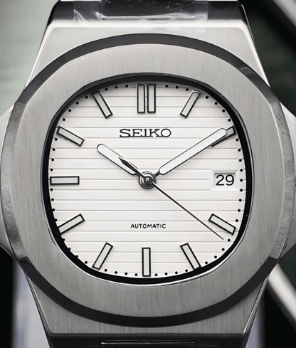 Nautilus Mod – NH35 Seiko Automatic (White Dial Edition) - WATCHBRICK