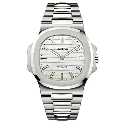Nautilus Mod – NH35 Seiko Automatic (White Dial Edition) - WATCHBRICK