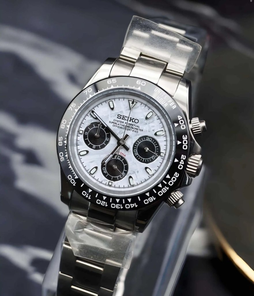 Panda MOP Daytona – Seiko Mod Chronograph with Ceramic Bezel - WATCHBRICK