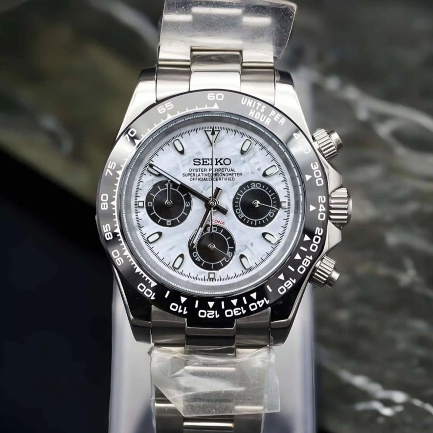 Panda MOP Daytona – Seiko Mod Chronograph with Ceramic Bezel - WATCHBRICK