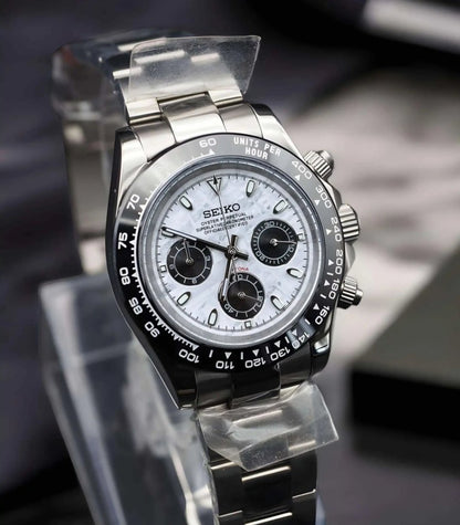 Panda MOP Daytona – Seiko Mod Chronograph with Ceramic Bezel - WATCHBRICK
