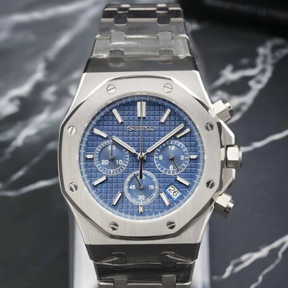 Royal Blue Chronograph – Silver VK63 Mod - WATCHBRICK