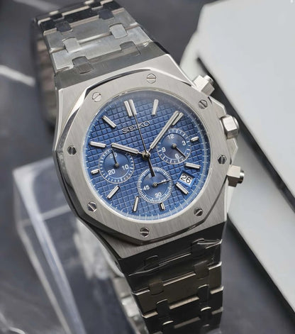 Royal Blue Chronograph – Silver VK63 Mod - WATCHBRICK