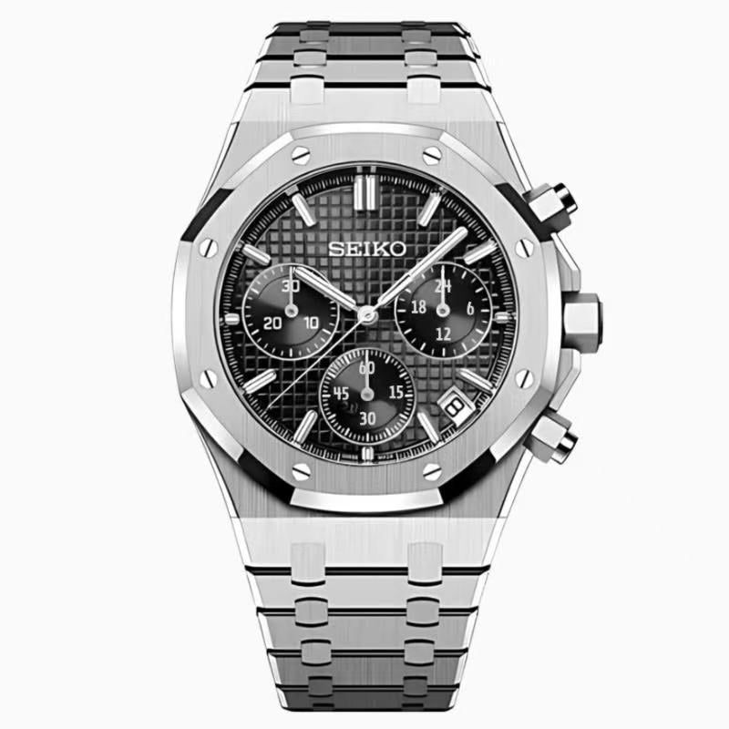 SEIKOAK | Black Chronograph VK63 - WATCHBRICK