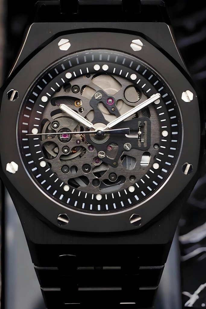 SEIKOAK | Full Black Skeleton Dial – NH72 Automatic - WATCHBRICK