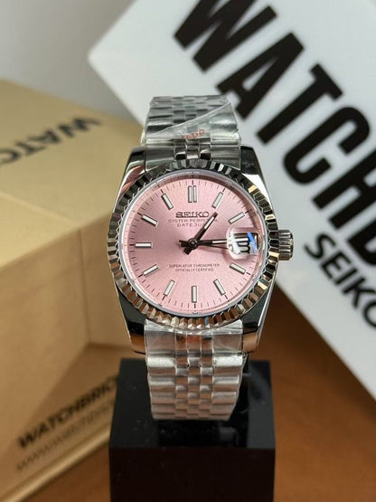 SEIKOJUST | Champagne Pink Cream Dial NH35 - WATCHBRICK
