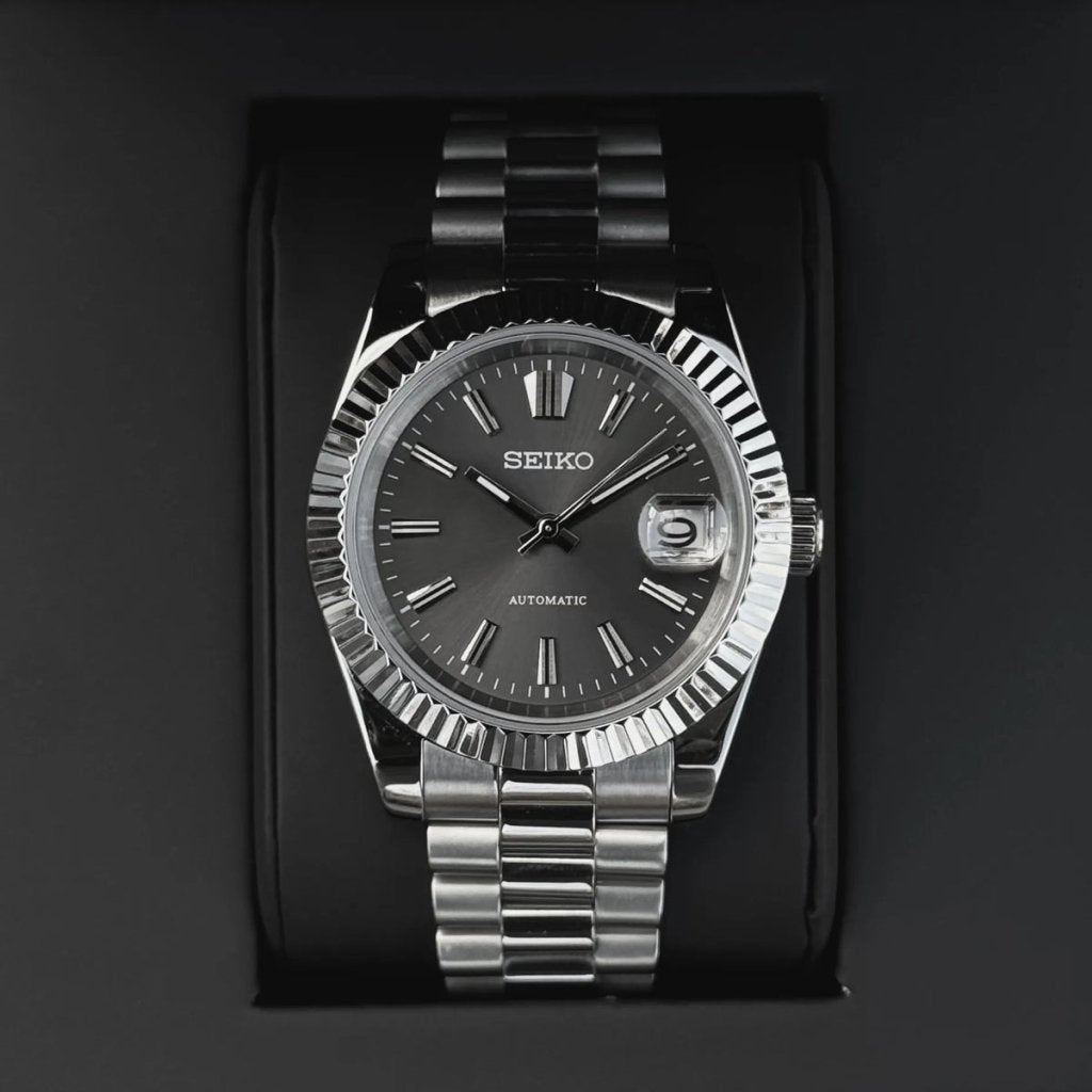 SEIKOJUST | Slate Sunburst NH35 Date - WATCHBRICK