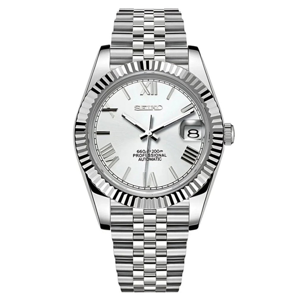 SEIKOJUST | White Roman Dial Silver (36 / 39mm) - WATCHBRICK