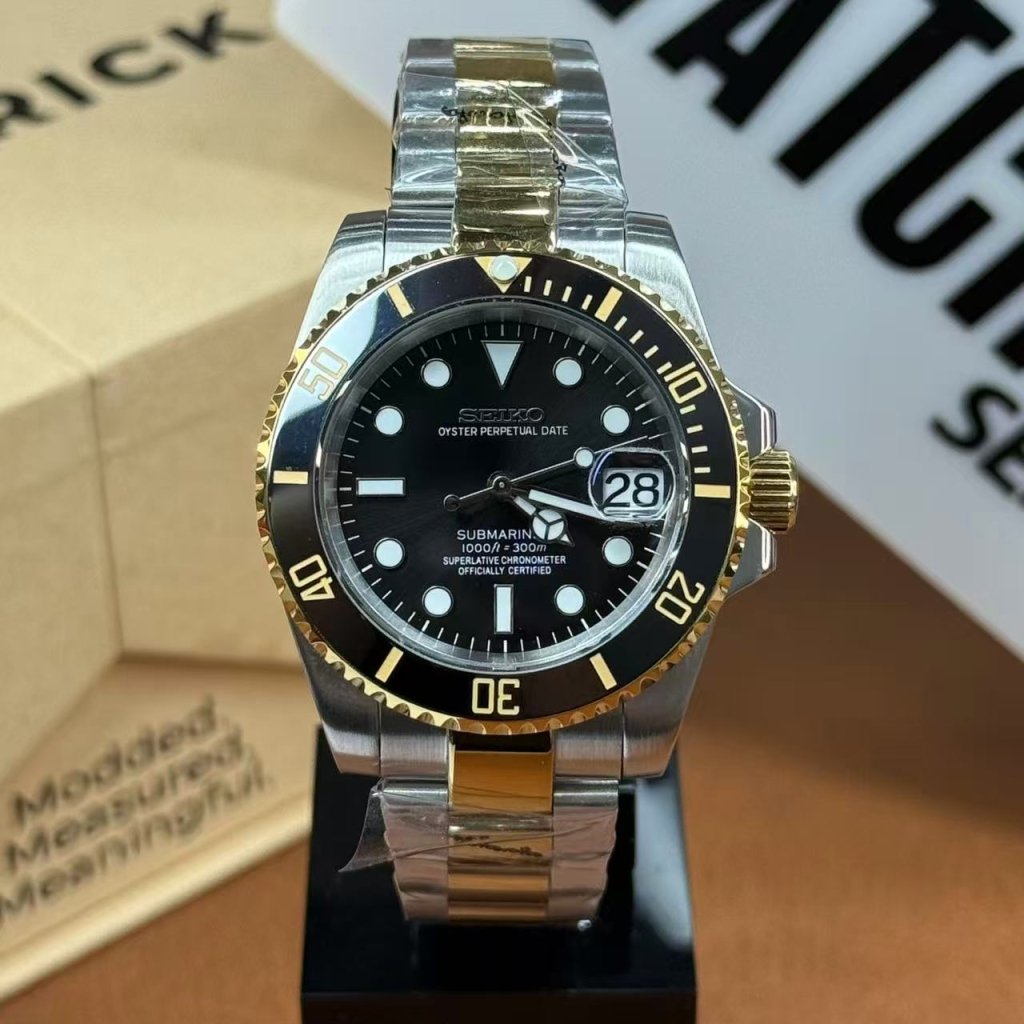 SEIKOSUB | Two - Tone Gold Black Sub - WATCHBRICK