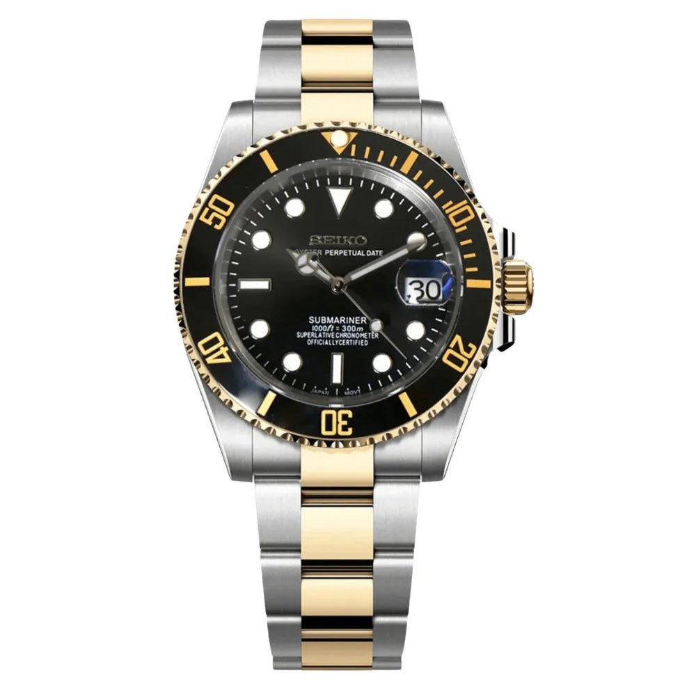SEIKOSUB | Two - Tone Gold Black Sub - WATCHBRICK
