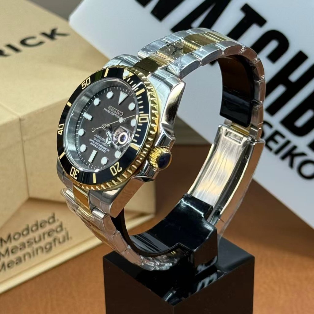 SEIKOSUB | Two - Tone Gold Black Sub - WATCHBRICK