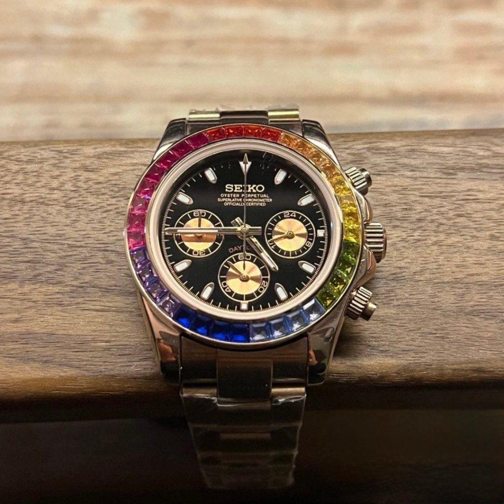 SEIKOTONA | Rainbow Bezel – ROSE GOLD Chronograph - WATCHBRICK