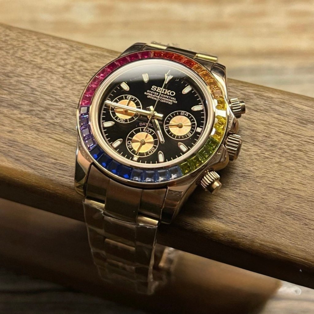 SEIKOTONA | Rainbow Bezel – ROSE GOLD Chronograph - WATCHBRICK