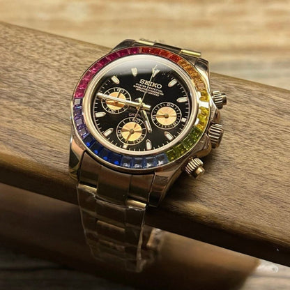 SEIKOTONA | Rainbow Bezel – ROSE GOLD Chronograph - WATCHBRICK
