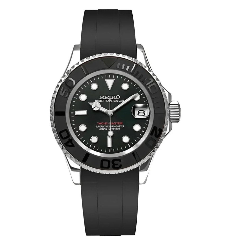 SEIKOYACHT | Black Bezel & Rubber Strap - WATCHBRICK