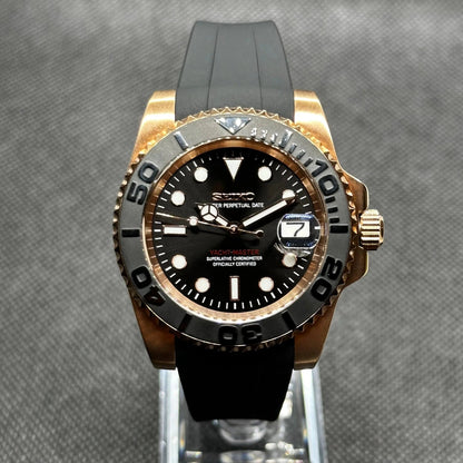 SEIKOYACHT | Rose Gold & Black Rubber - WATCHBRICK