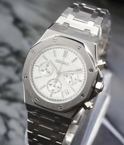 Silver Panda Chronograph – Seiko VK63 Mod - WATCHBRICK