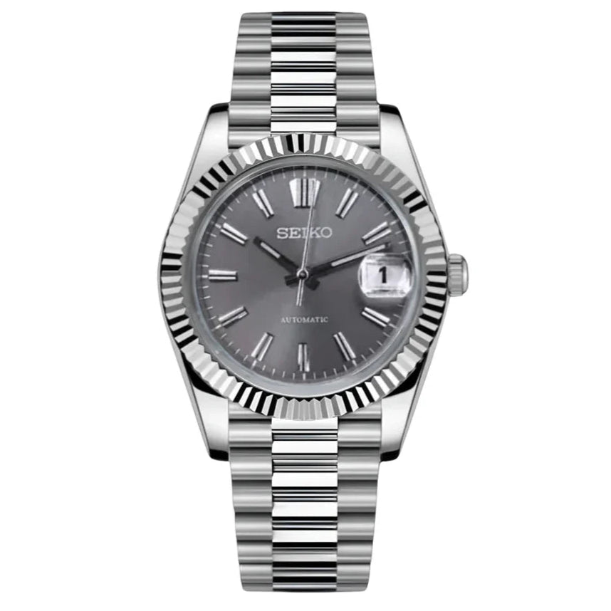 Slate Date – NH35 Seiko Mod with Grey Dial - WATCHBRICK
