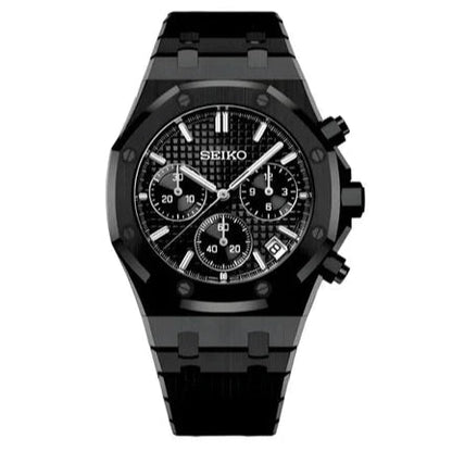 Stealth Oak Chronograph – VK63 All - Black Seiko Mod - WATCHBRICK