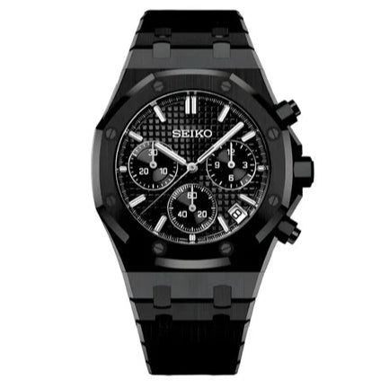 Stealth Oak Chronograph – VK63 All - Black Seiko Mod - WATCHBRICK