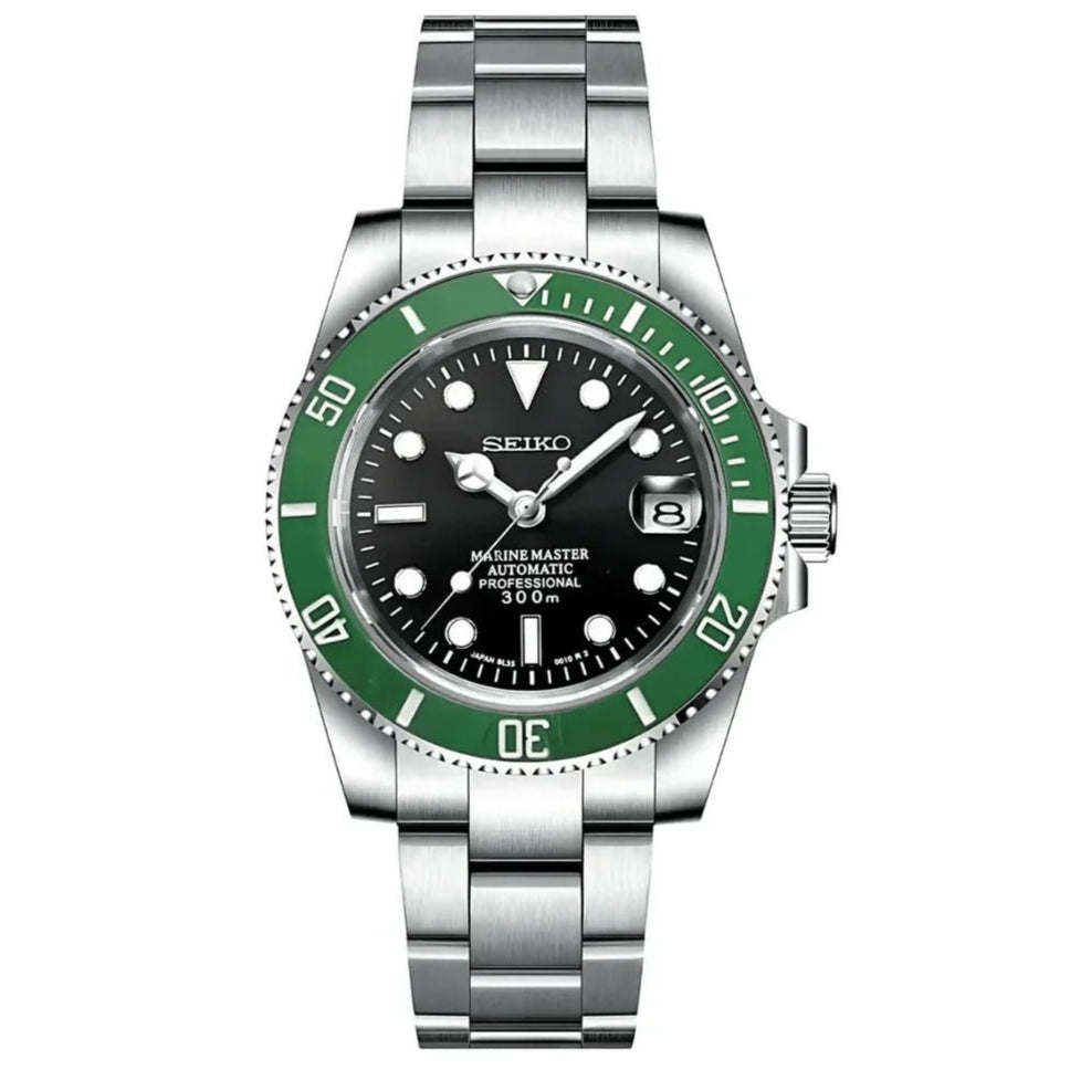 Submariner Mod – NH35 "Kermit" Black Dial Seiko Automatic - WATCHBRICK