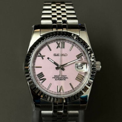 White Roman – NH35 Seiko Mod with Silver Case - WATCHBRICK