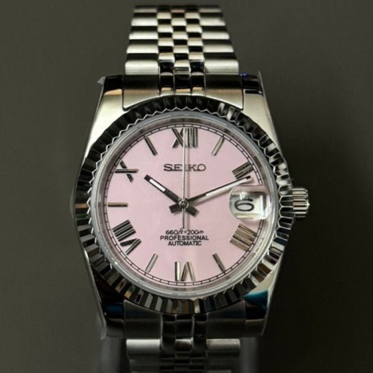 White Roman – NH35 Seiko Mod with Silver Case - WATCHBRICK